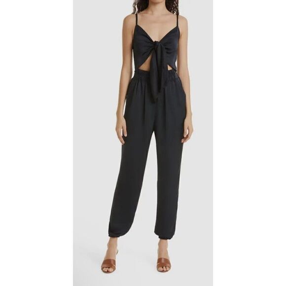 Ramy Brook Women's Sz XS Black Sleeveless Front Cutout V-Neck Jumpsuit - Picture 1 of 7